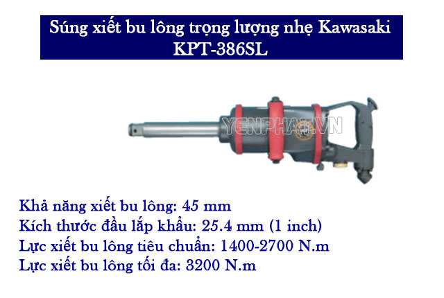 Súng xiết bu lông trọng lượng nhẹ Kawasaki KPT-386SL